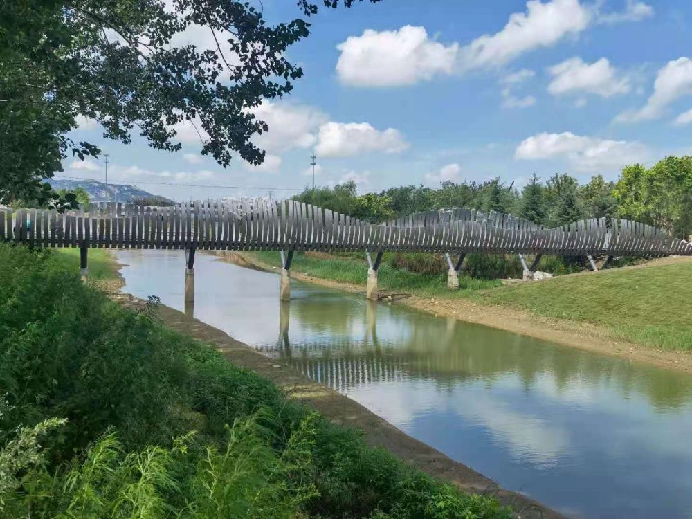 煙臺橋梁景觀工程八角河公園破繭橋施工中，敬請期待！—煙臺旭升鋼構(gòu)